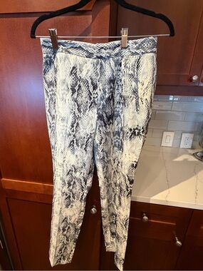 Zara Snake Print Tapered Pants in Black and White